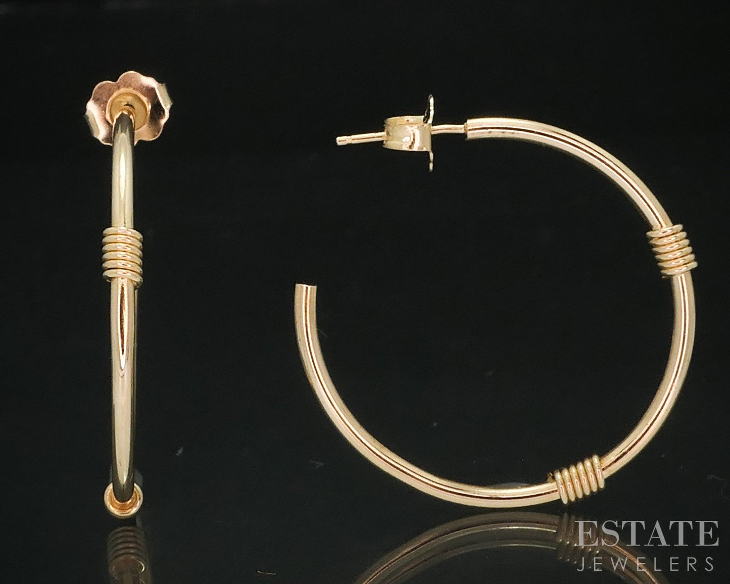 14k Yellow Gold 2mm Smooth Hoop Ladies Earrings 2.4g i18228b