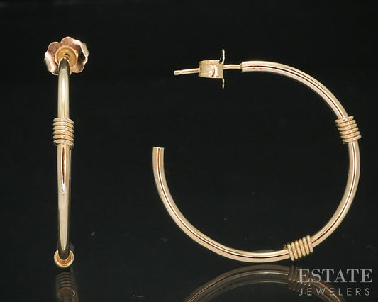 14k Yellow Gold 2mm Smooth Hoop Ladies Earrings 2.4g i18228b