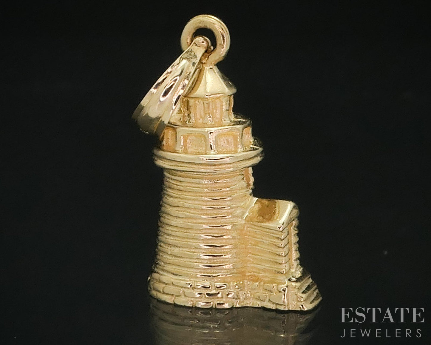 14k Yellow Gold Dimensional Lighthouse Charm Pendant 3.7g i18216b