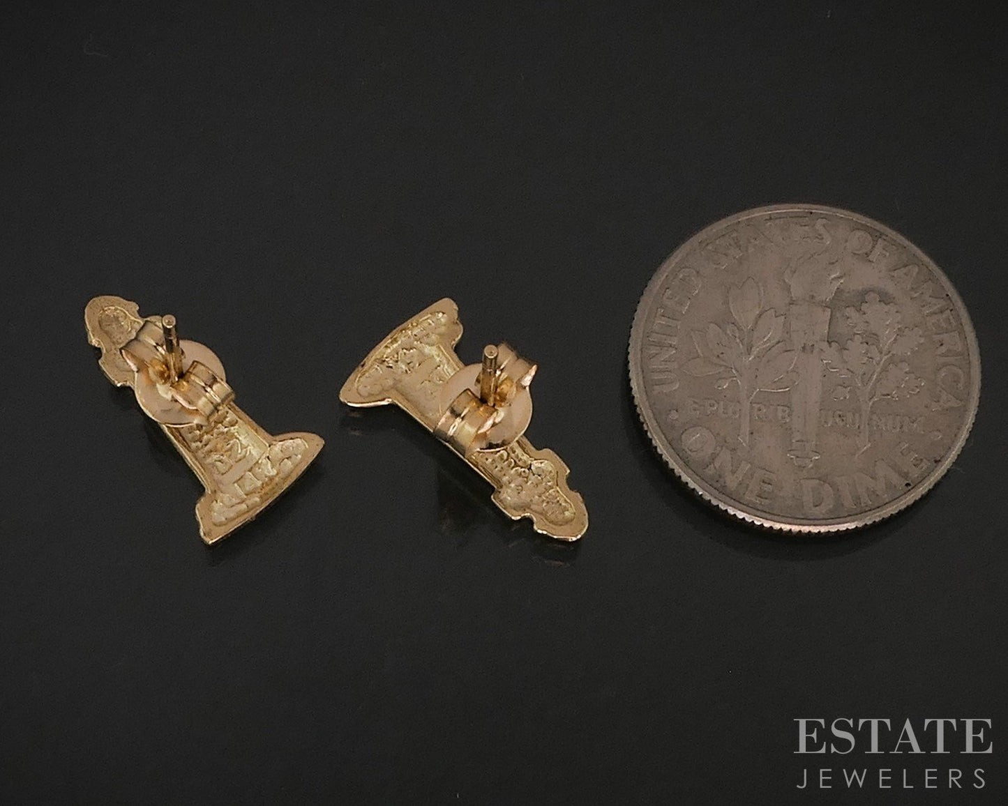 14k Yellow Gold Dimensional Lighthouse Stud Earrings 1.2g i18233b