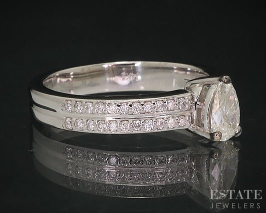 14k White Gold Pear Natural .50ctw Diamond Engagement Ring 4.8g i18300