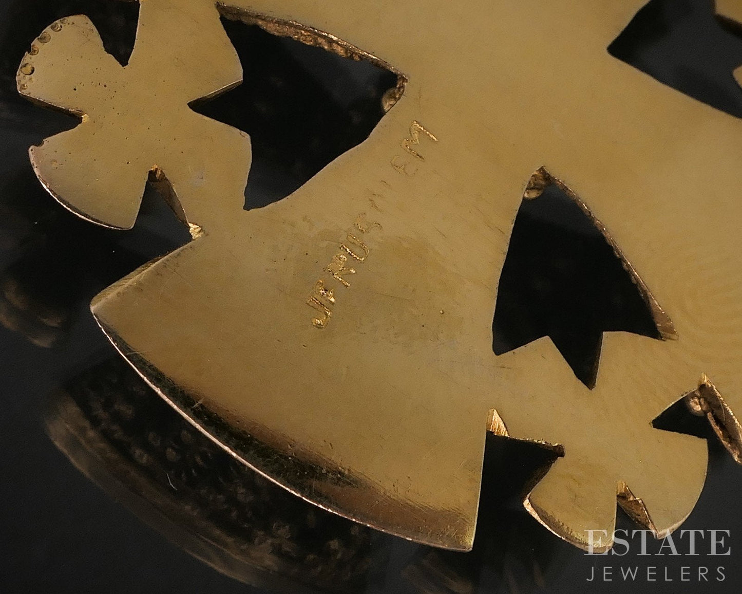 Antique 14k Yellow Gold Handmade Jerusalem Cross Castellani Pendant 21g i18301