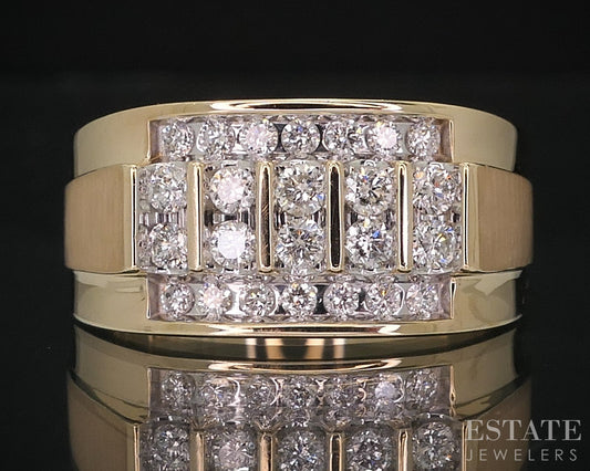 Vintage 10k Yellow Gold Natural .58ctw Diamond Mens Band Ring 7.6g i18298