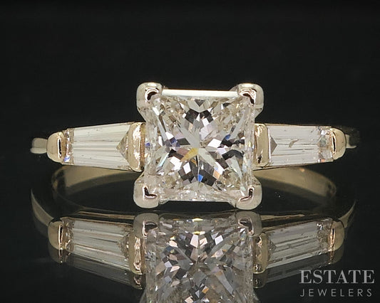 14k Yellow Gold Princess Natural 1.16ctw Diamond Engagement Ring 2.5g p76612