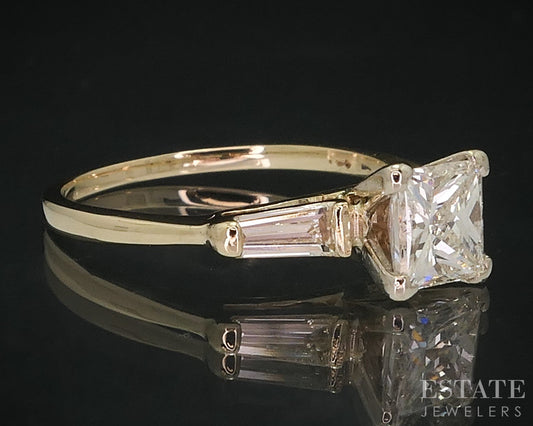 14k Yellow Gold Princess Natural 1.16ctw Diamond Engagement Ring 2.5g p76612