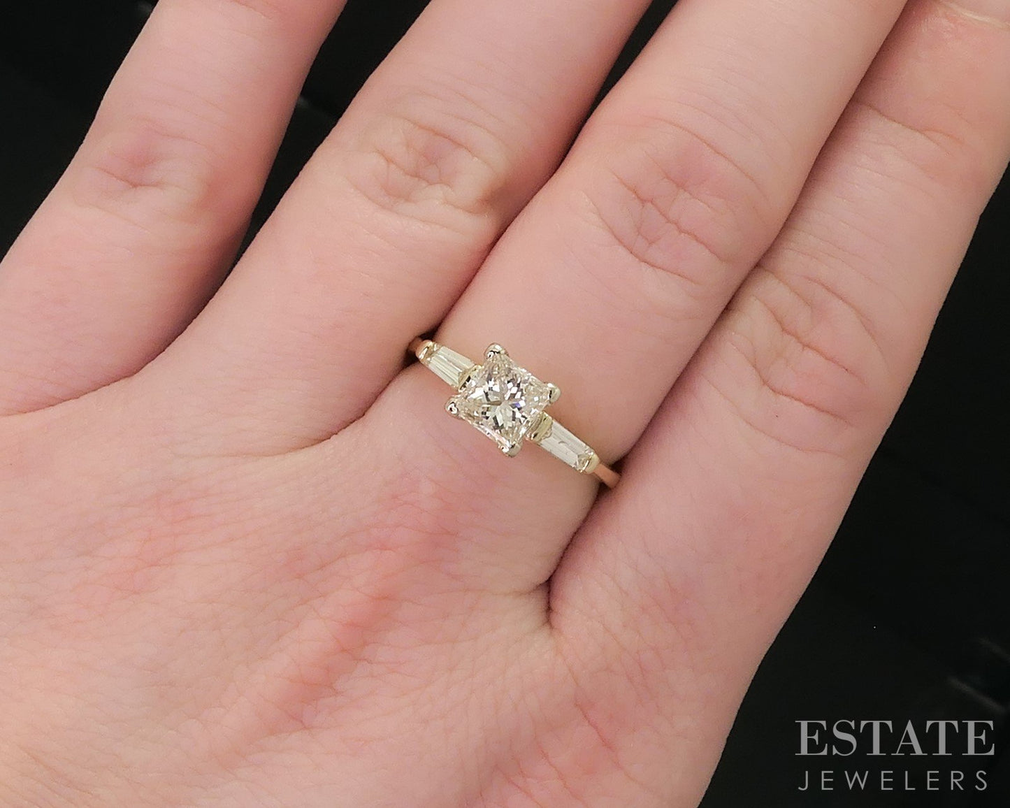 14k Yellow Gold Princess Natural 1.16ctw Diamond Engagement Ring 2.5g p76612