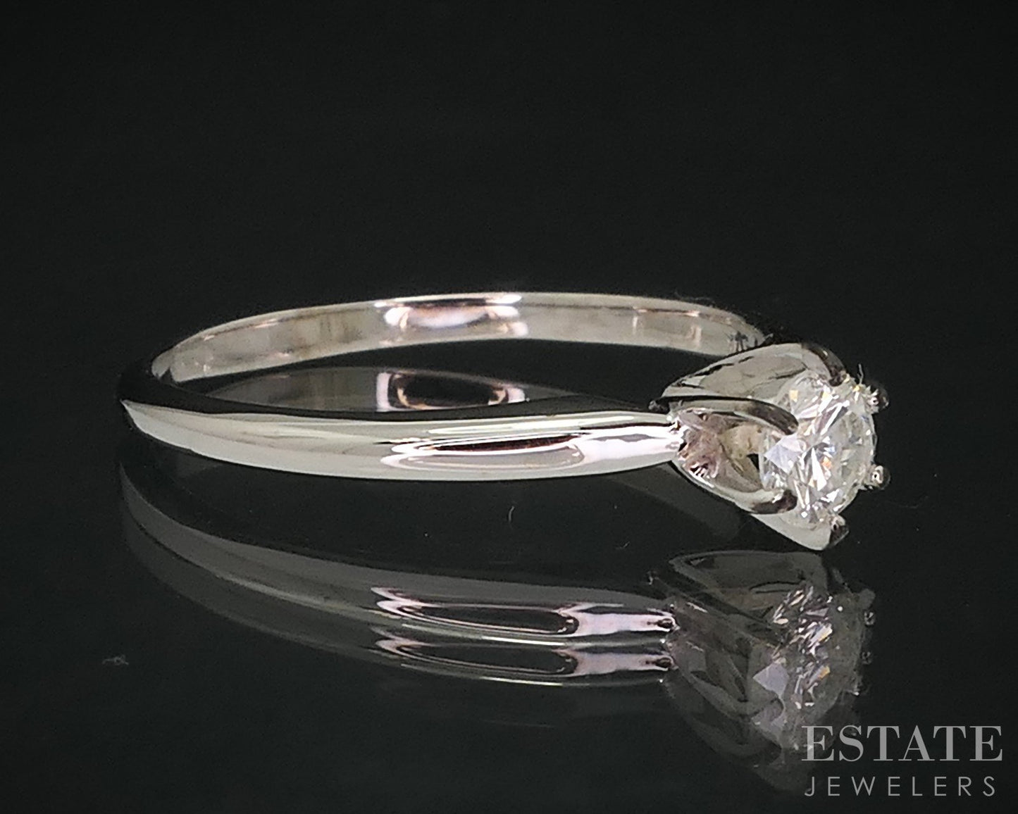 14k White Gold Round Natural .30ct Diamond Solitaire Engagement Ring 2.2g i18288