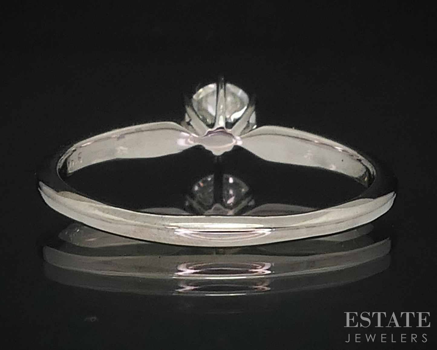 14k White Gold Round Natural .30ct Diamond Solitaire Engagement Ring 2.2g i18288