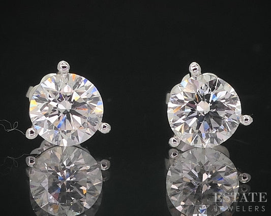 14k White Gold Round Natural .85ctw Diamond Screw Back Earrings i18273