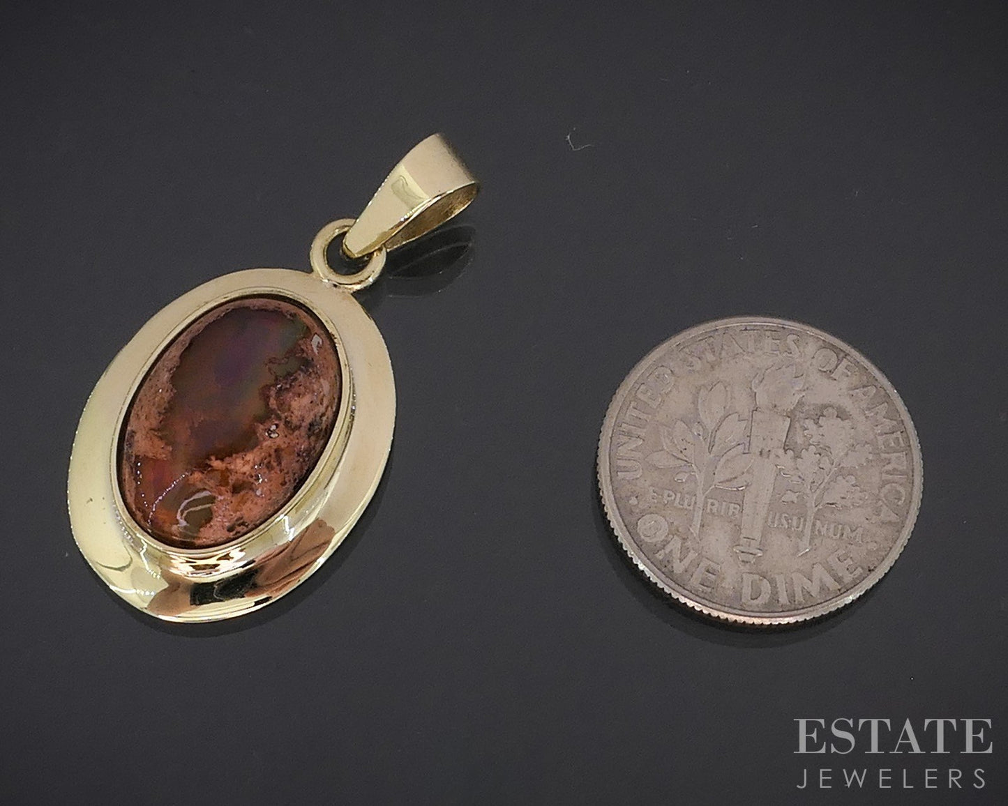 Vintage 14k Yellow Gold Natural Boulder Opal Ladies Pendant 3.5g i18322b