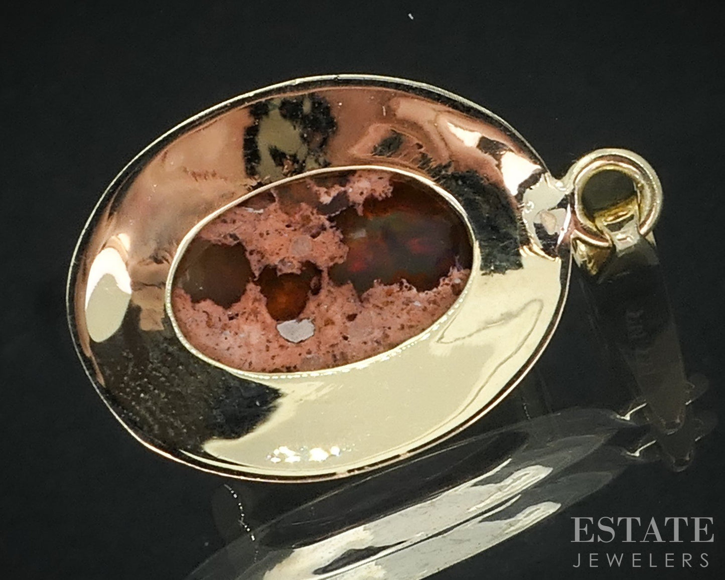 Vintage 14k Yellow Gold Natural Boulder Opal Ladies Pendant 3.5g i18322b