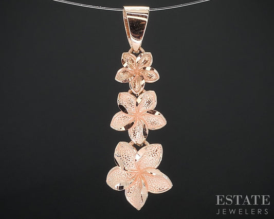 14k Rose Gold Flower Journey Dangle Ladies Pendant 1.2g i18326b