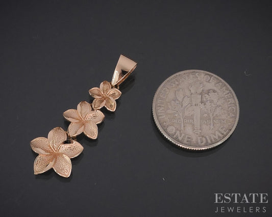 14k Rose Gold Flower Journey Dangle Ladies Pendant 1.2g i18326b