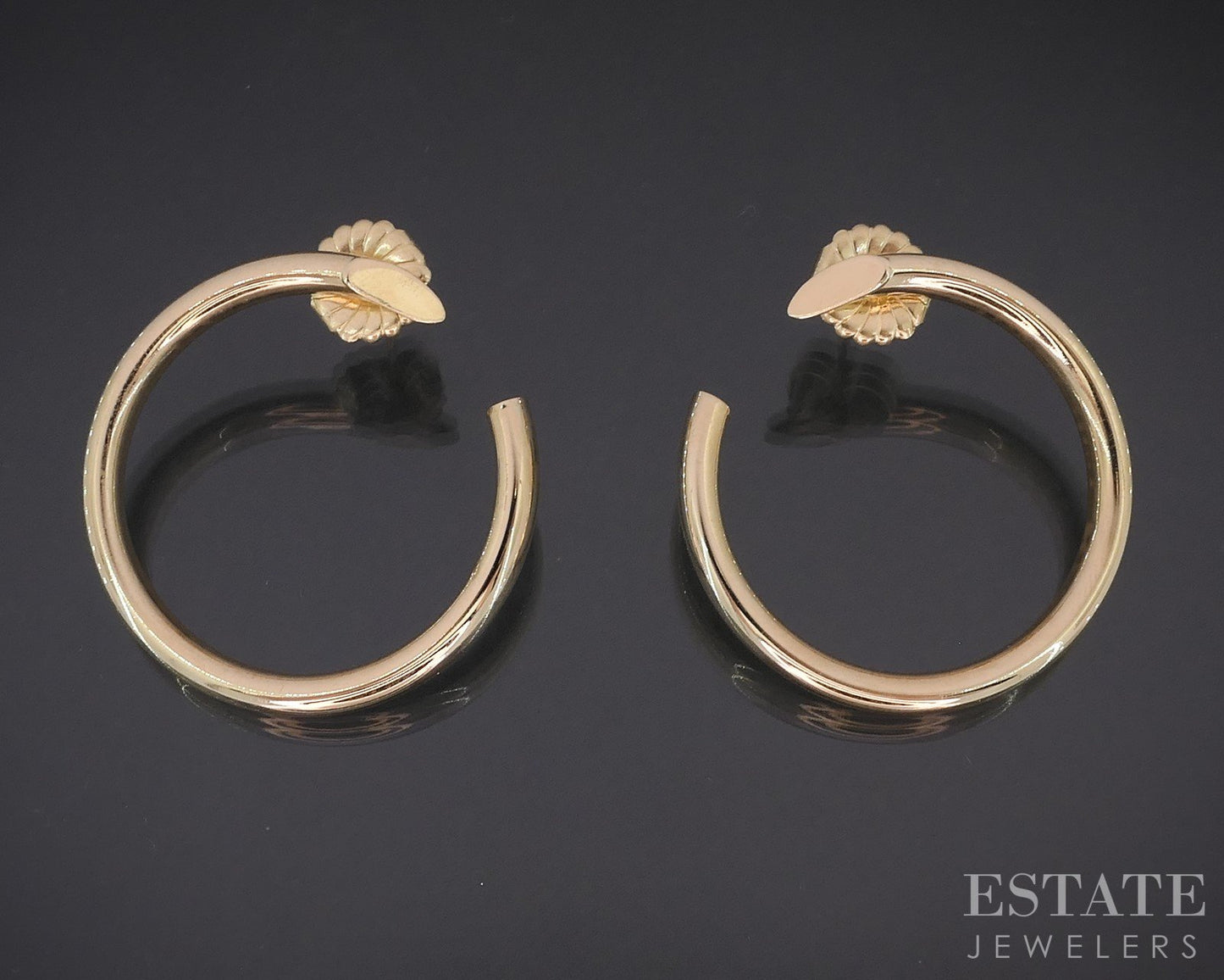 14k Yellow Gold 4mm Smooth Forward Facing Hoop Ladies Earrings 5.3g i18324b