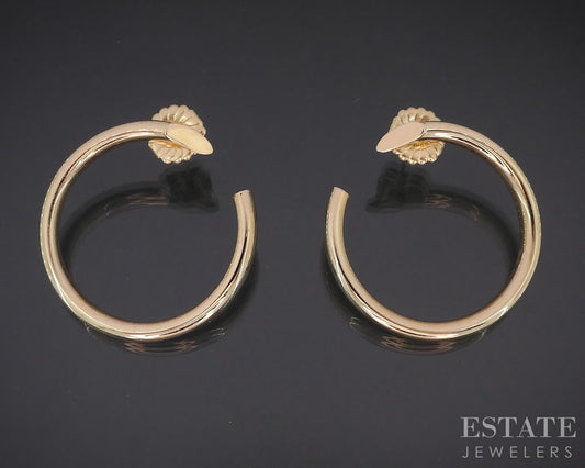 14k Yellow Gold 4mm Smooth Forward Facing Hoop Ladies Earrings 5.3g i18324b