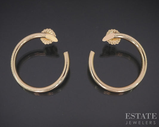 14k Yellow Gold 4mm Smooth Forward Facing Hoop Ladies Earrings 5.3g i18324b