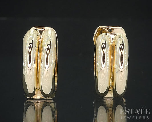 14k Yellow Gold 8mm Smooth Puffy Hinged Hoop Earrings 3.9g i18348b