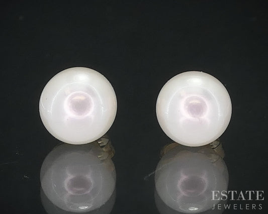 14k Yellow Gold 6.1mm Cultured Pearl Stud Ladies Earrings i18355b