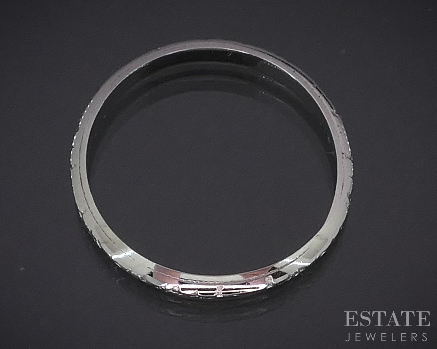 Antique 18k White Gold 2mm Engraved Ladies Wedding Band 1.7g i18351b