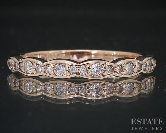 14k Rose Gold Round Natural .28ctw Diamond Ladies Wedding Band 1.8g i15106