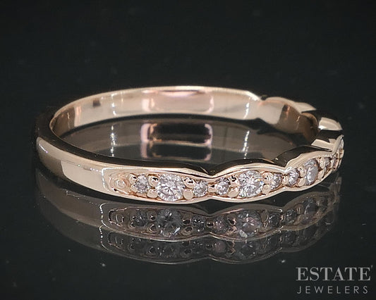 14k Rose Gold Round Natural .28ctw Diamond Ladies Wedding Band 1.8g i15106