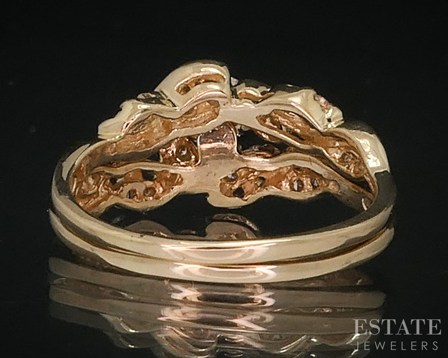 14k Yellow Gold Round Natural .69ctw Diamond Ladies Wedding Set 4.5g i18412