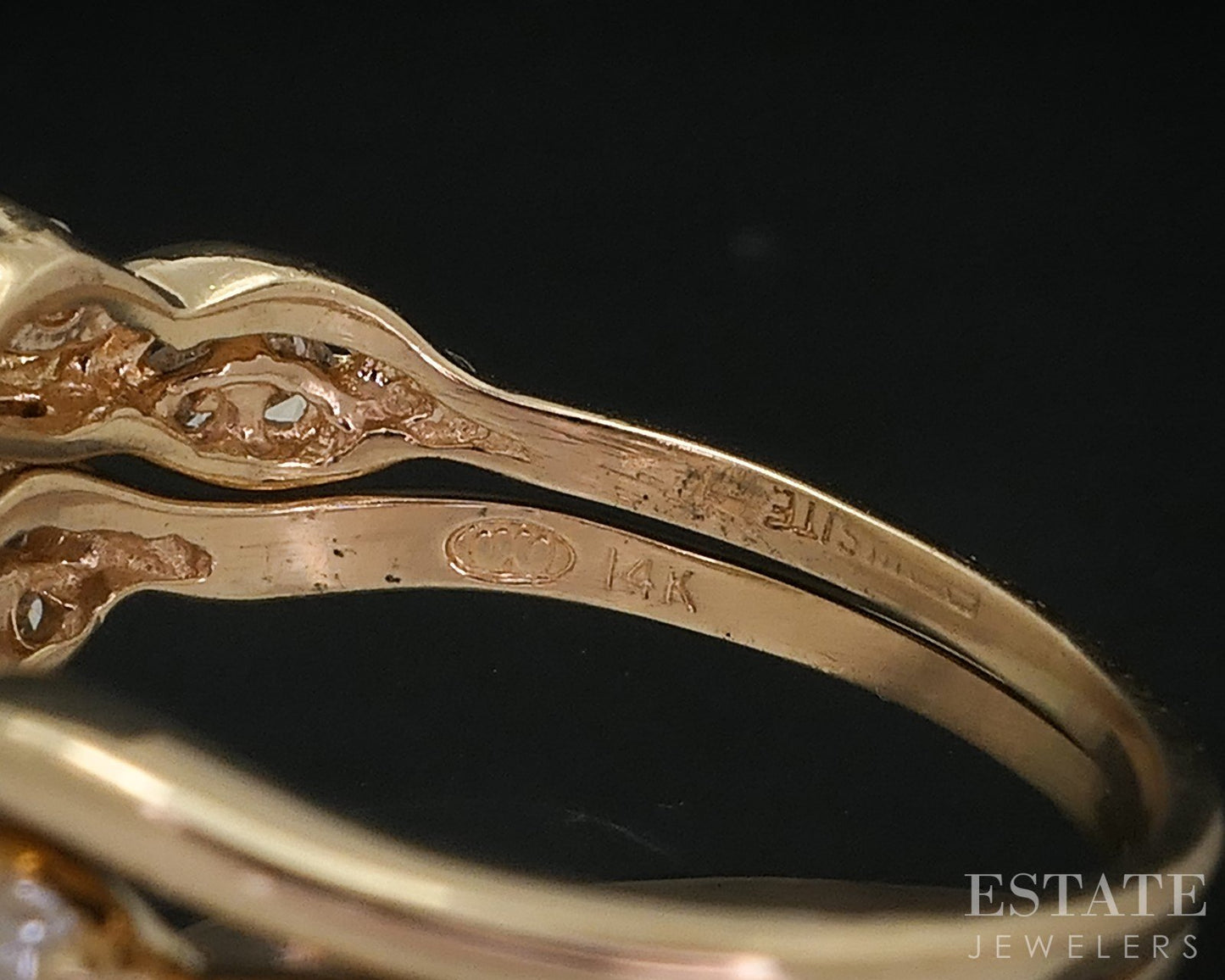 14k Yellow Gold Round Natural .69ctw Diamond Ladies Wedding Set 4.5g i18412