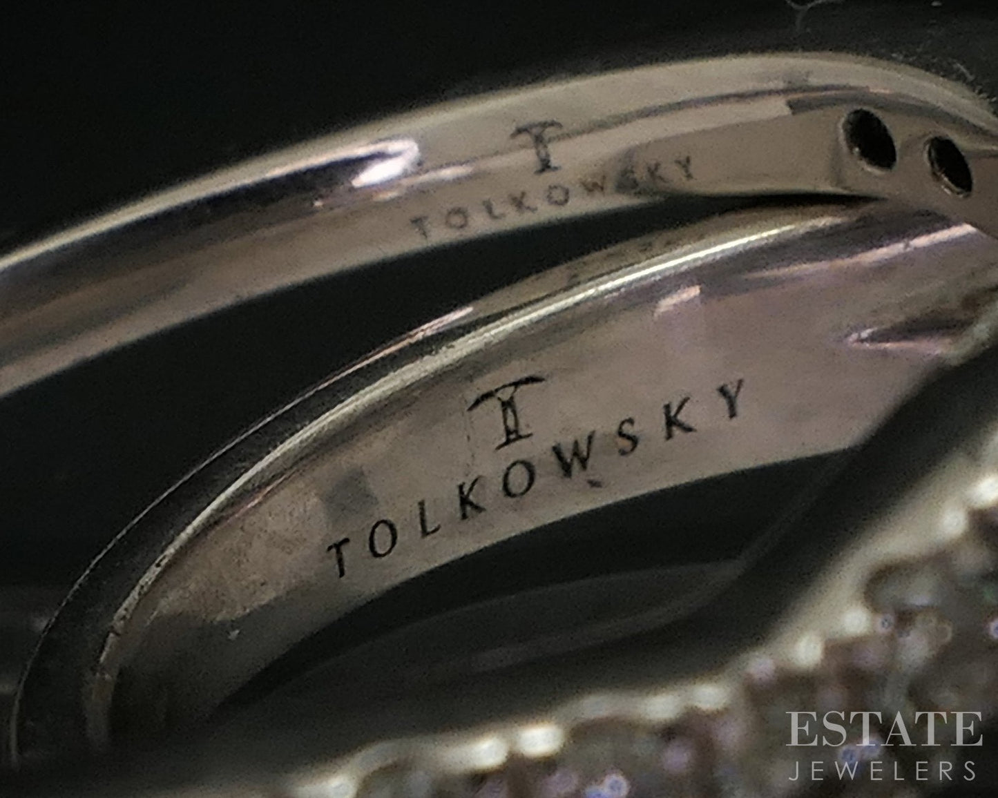 14k White Gold Tolkowsky Natural 1.46ctw Diamond Halo Wedding Set 7.6g i18409