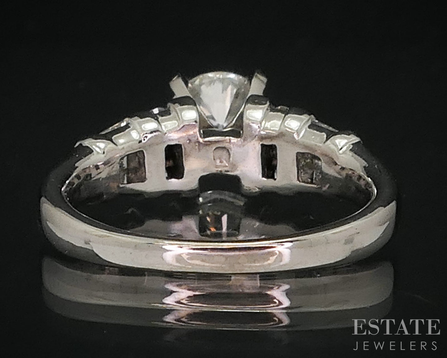 14k White Gold Round Natural 1.05ct Diamond Engagement Ring 5.1g i18413