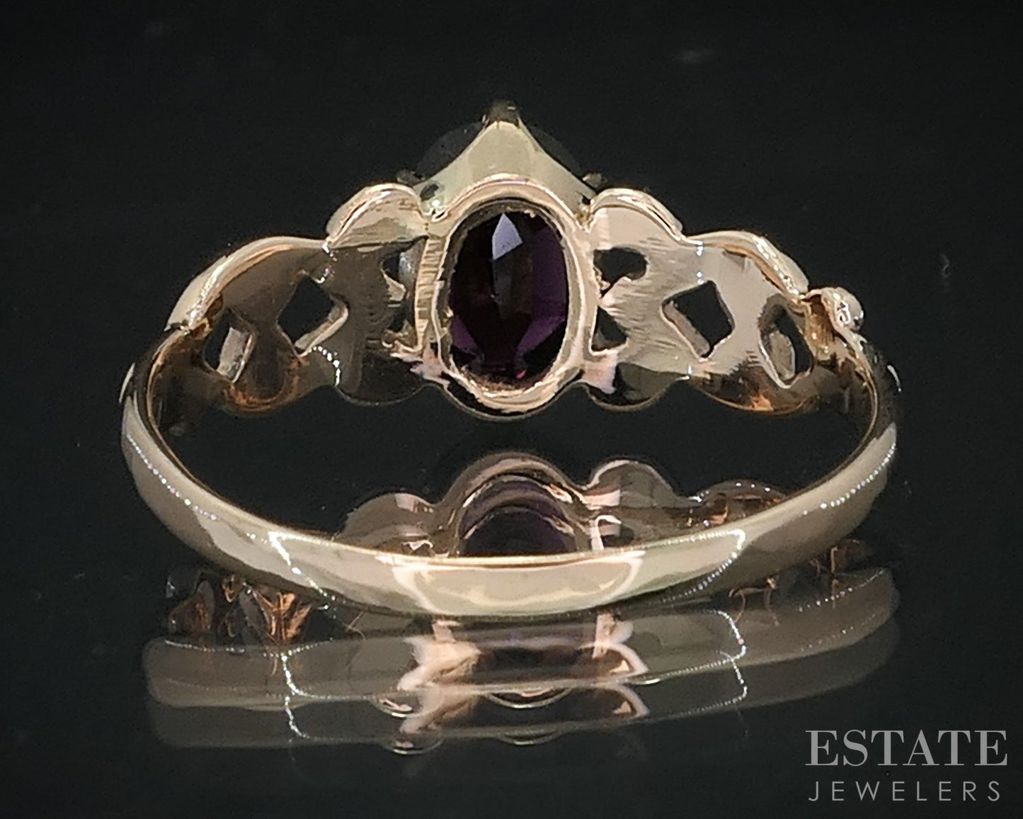 Vintage 10k Yellow Gold Natural Garnet Solitaire Ladies Ring 2.6g i18419b