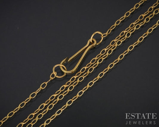 18k Yellow Gold 1mm Cable Chain Link Ladies Necklace 1.7g 19"L i18423b