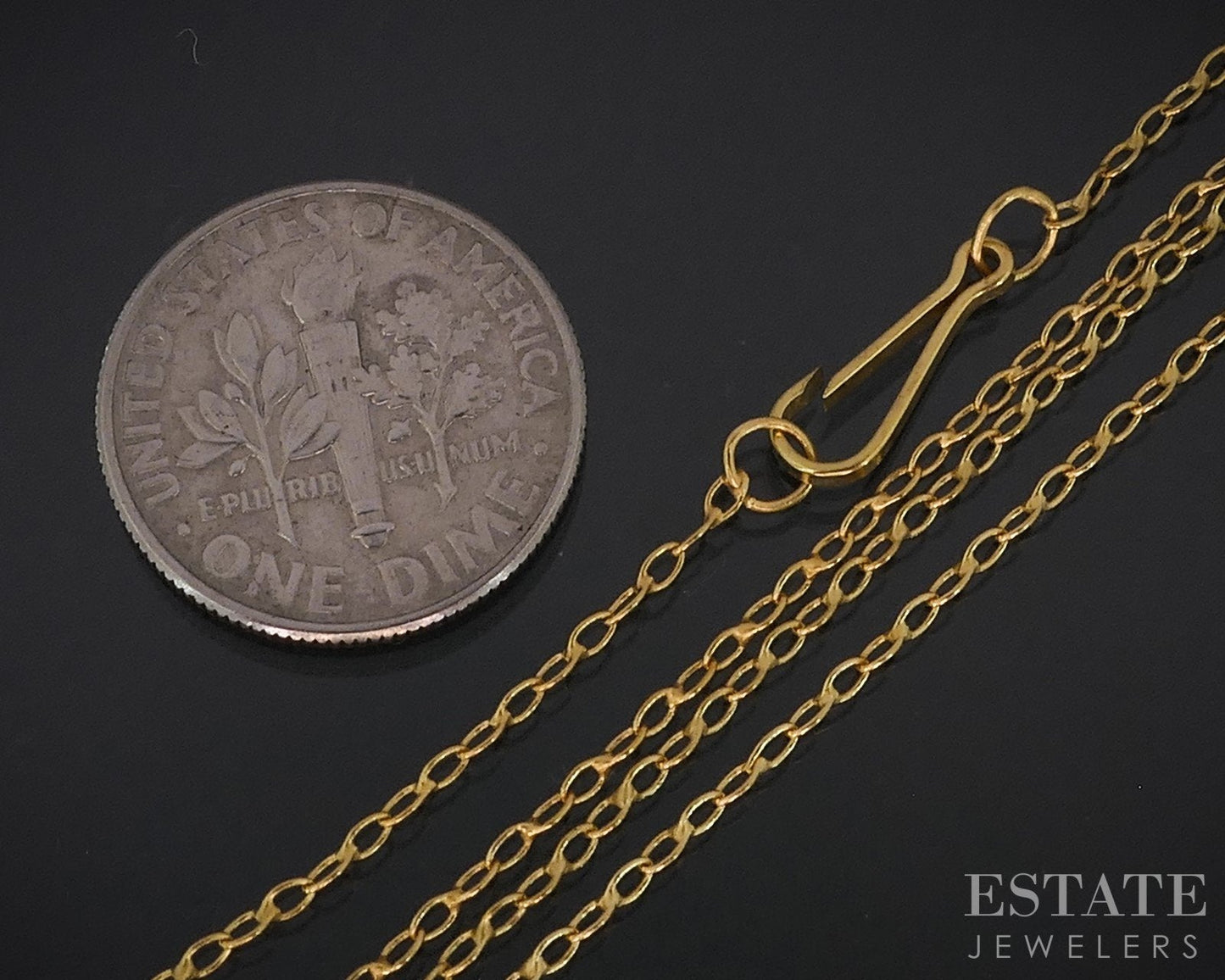 18k Yellow Gold 1mm Cable Chain Link Ladies Necklace 1.7g 19"L i18423b