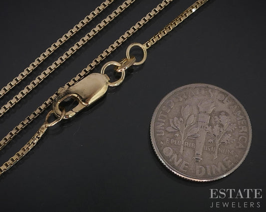 14k Yellow Gold 1mm Box Chain Link Ladies Necklace 4.4g 18.5"L i18429b
