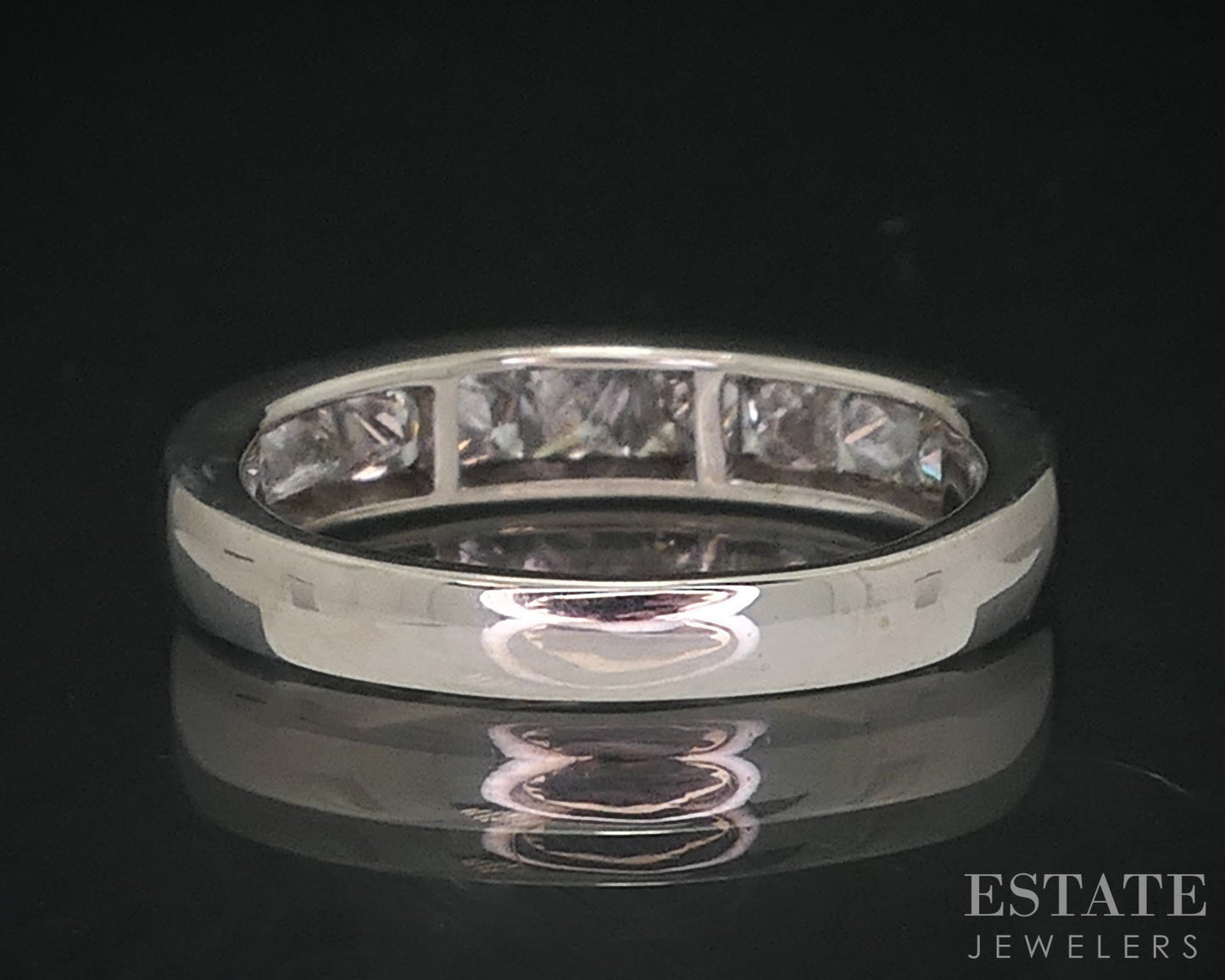 14k White Gold Princess Natural .60ctw Diamond Ladies Wedding Band 3.6g i18461