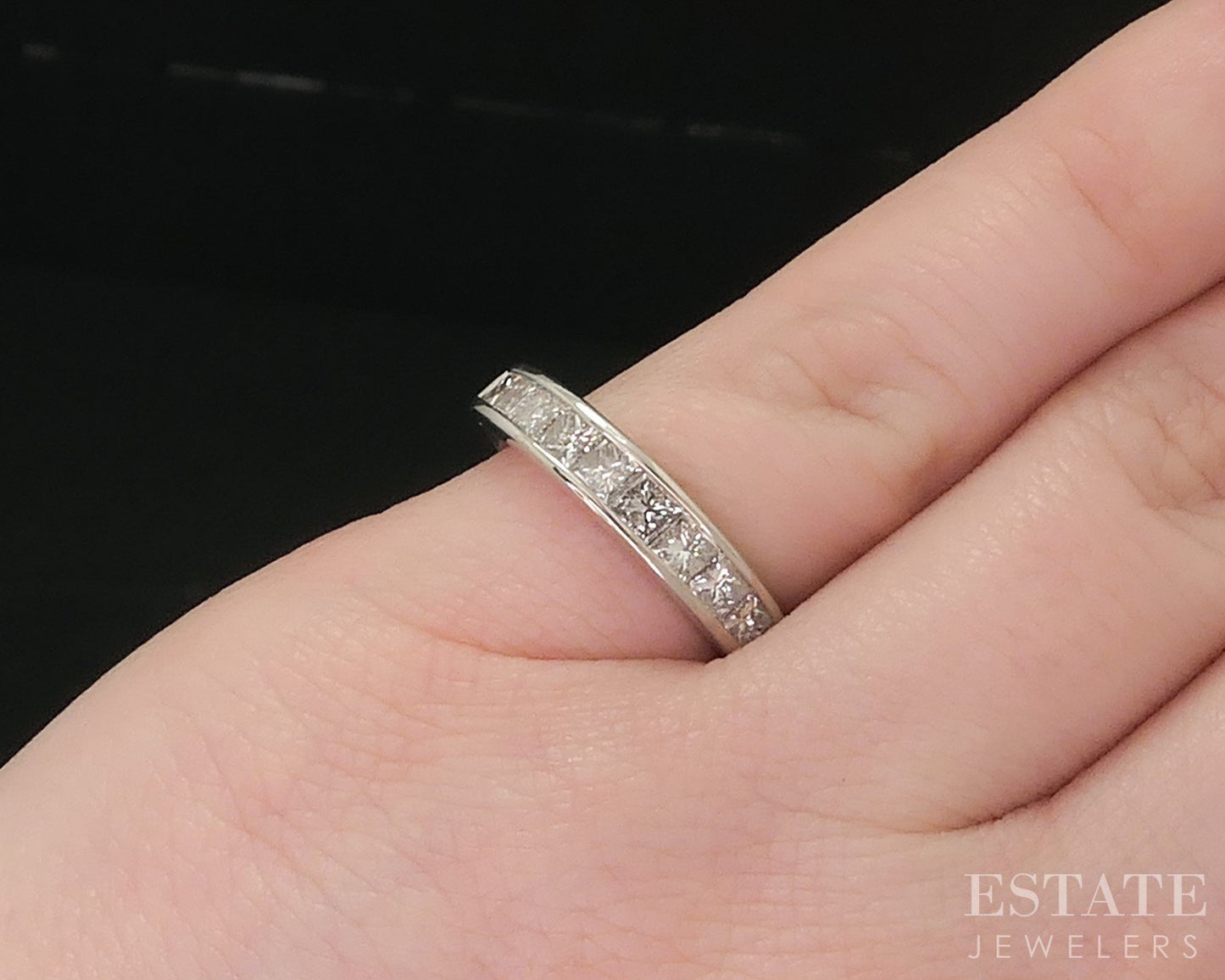 14k White Gold Princess Natural .60ctw Diamond Ladies Wedding Band 3.6g i18461