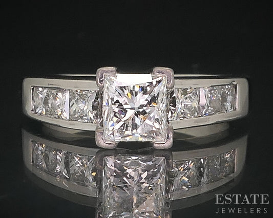 14k & Platinum Princess LEO Natural 1.55ctw Diamond Engagement Ring 6.3g i18449