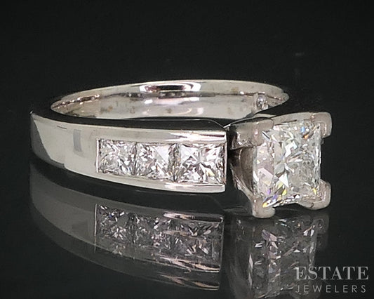 14k & Platinum Princess LEO Natural 1.55ctw Diamond Engagement Ring 6.3g i18449