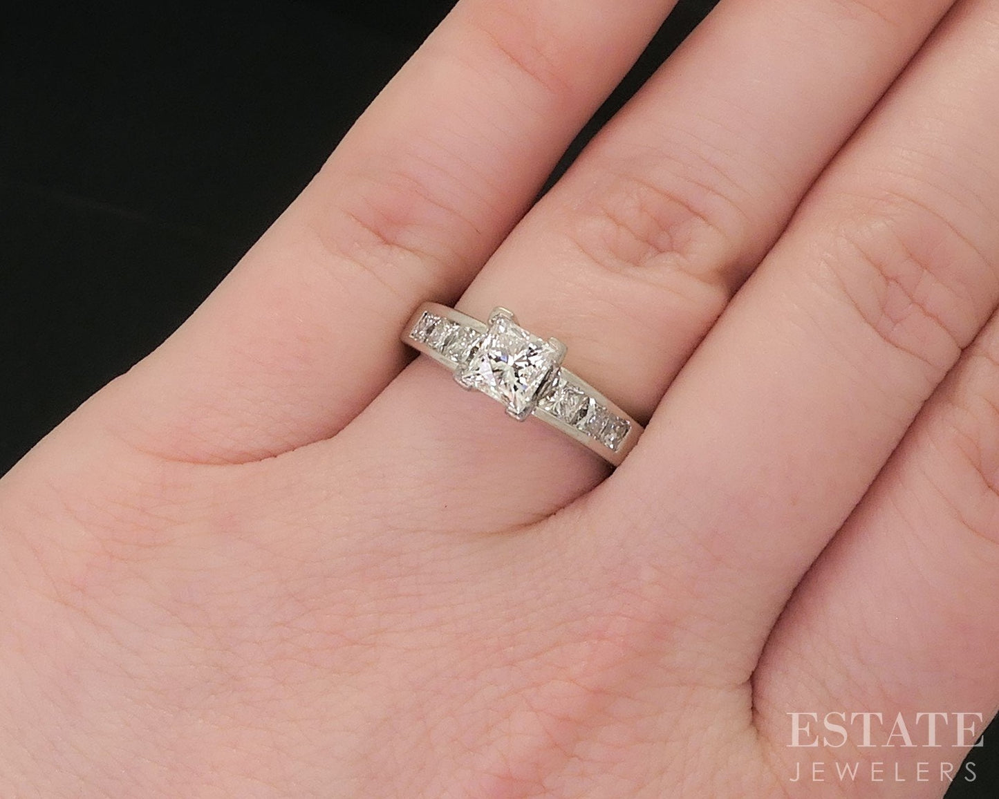 14k & Platinum Princess LEO Natural 1.55ctw Diamond Engagement Ring 6.3g i18449