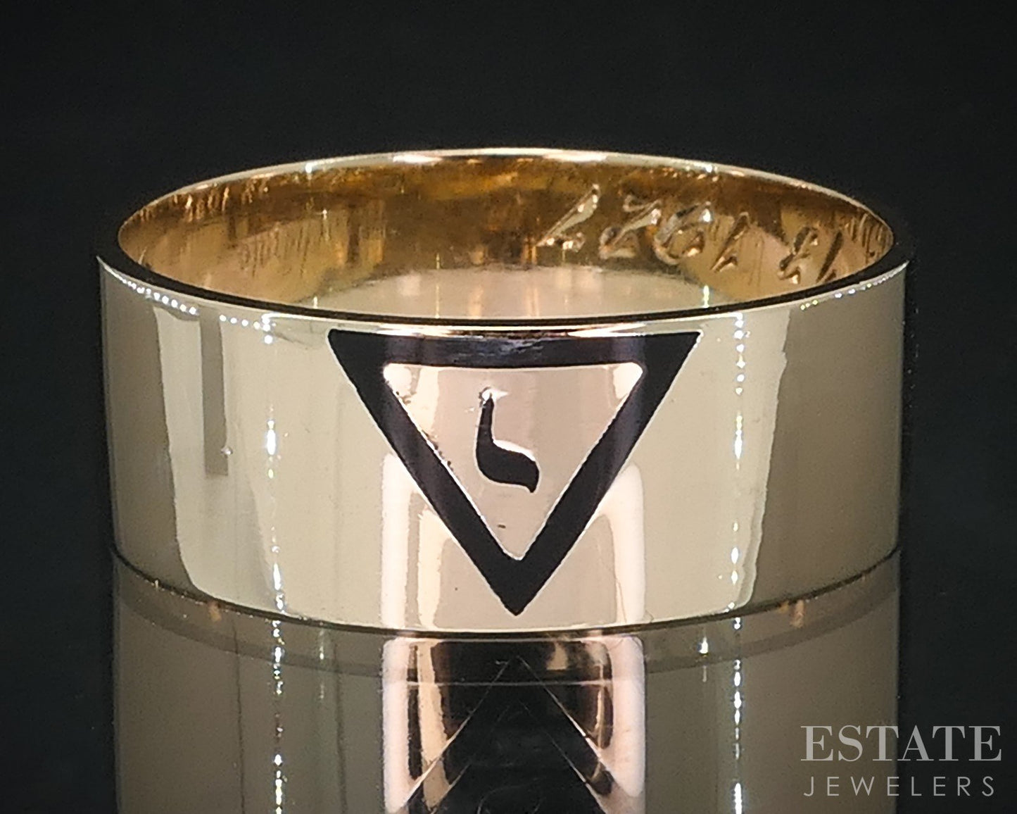 Antique 14k Yellow Gold Masonic Scottish Rite 14th Degree Mens Band 6.3g i18448