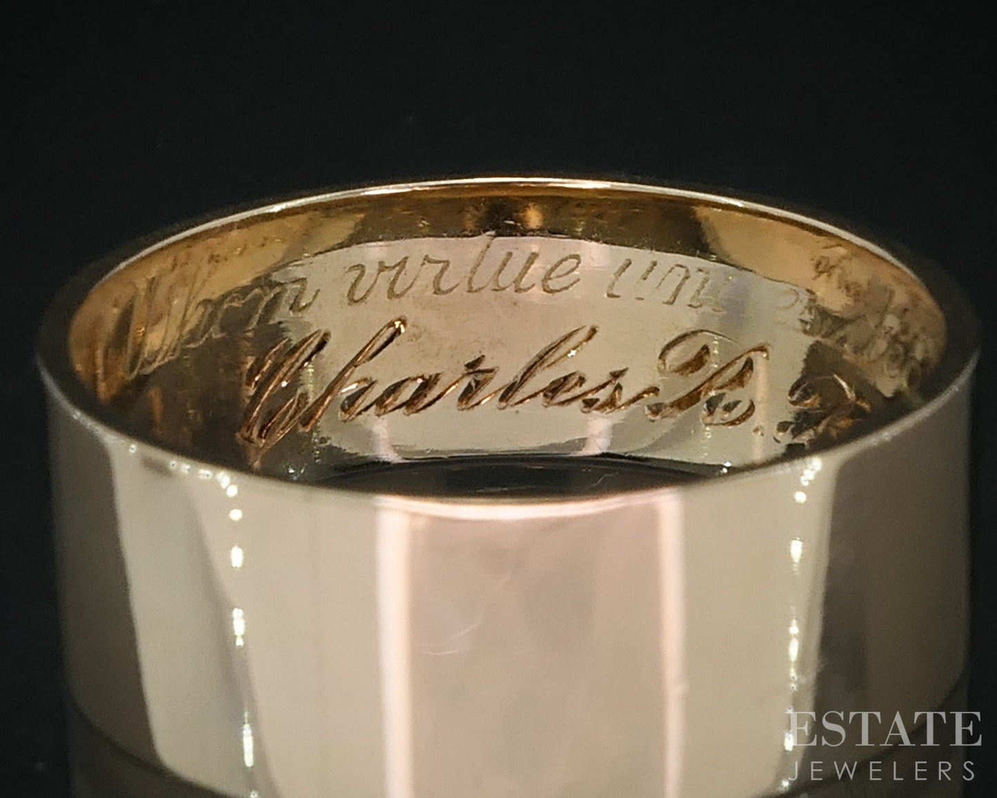 Antique 14k Yellow Gold Masonic Scottish Rite 14th Degree Mens Band 6.3g i18448