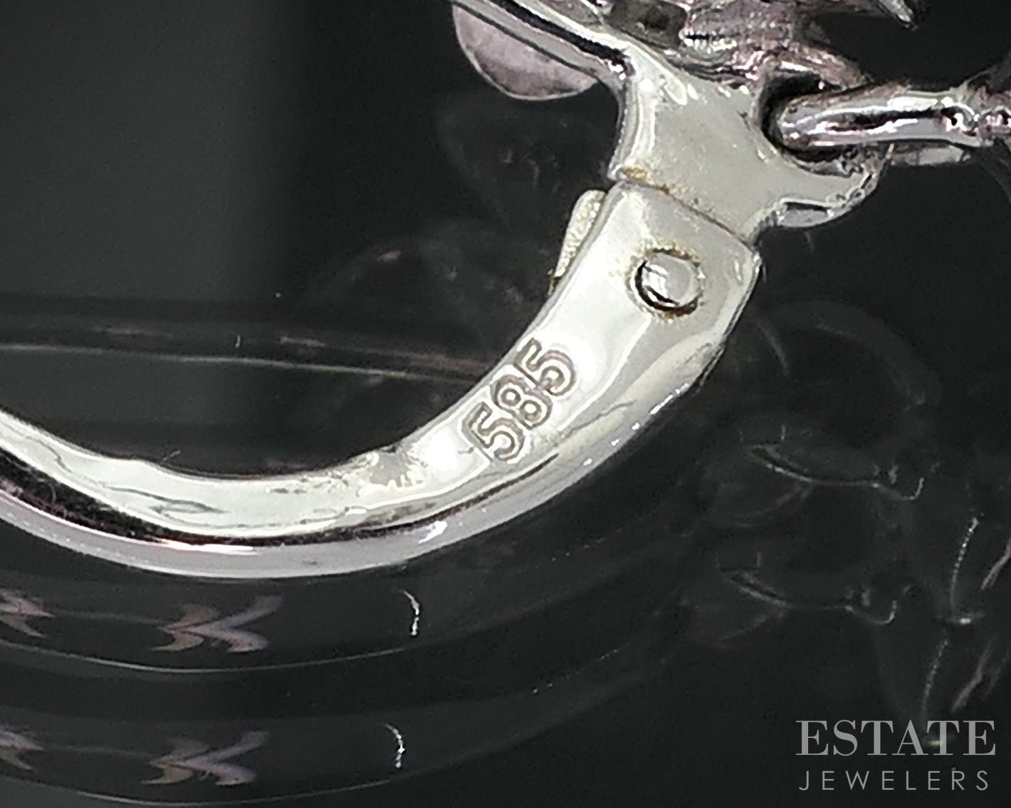 14k White Gold 8.7mm Tahitian Pearl & Diamond Plumeria Flower Earrings 3g p77215