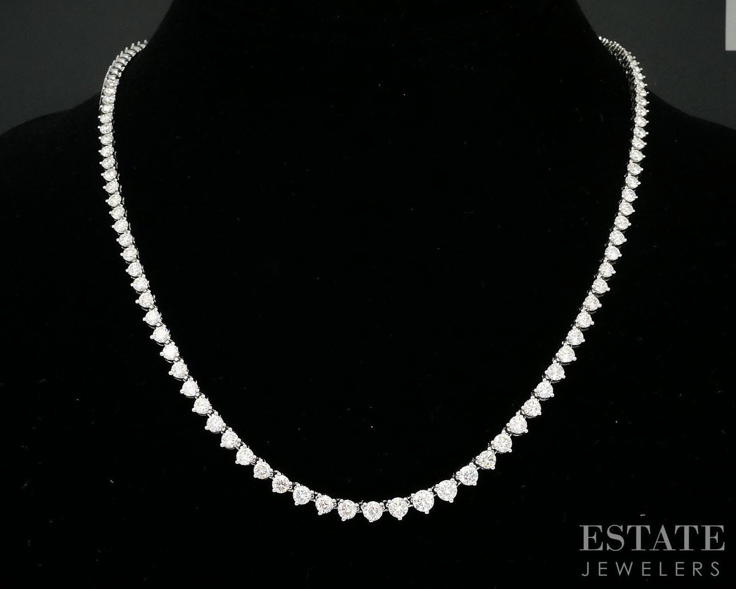 14k White Gold Round Natural 5.00ctw Diamond Tennis Necklace 24.7g i18474