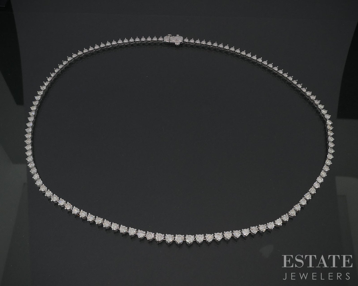 14k White Gold Round Natural 5.00ctw Diamond Tennis Necklace 24.7g i18474