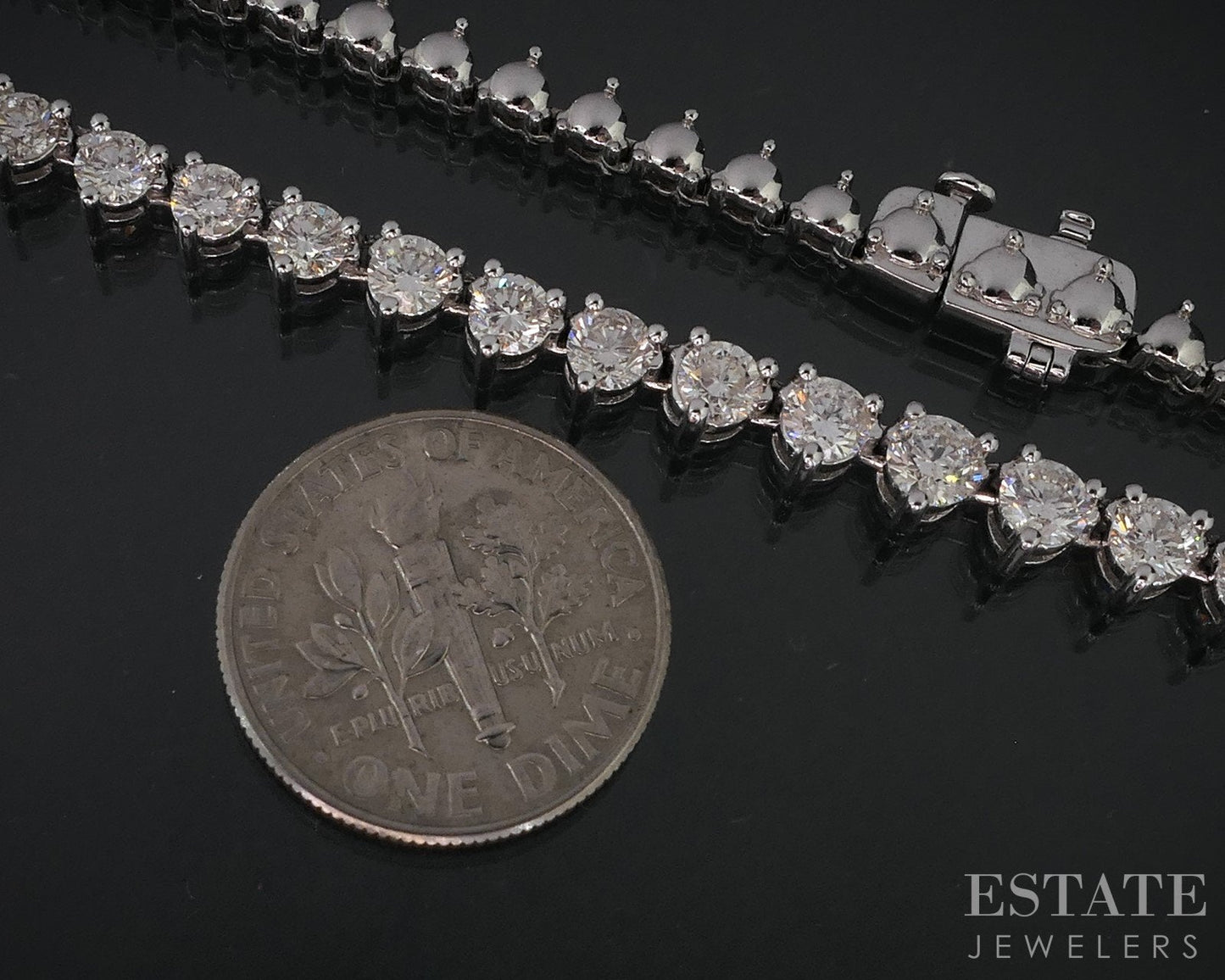14k White Gold Round Natural 5.00ctw Diamond Tennis Necklace 24.7g i18474