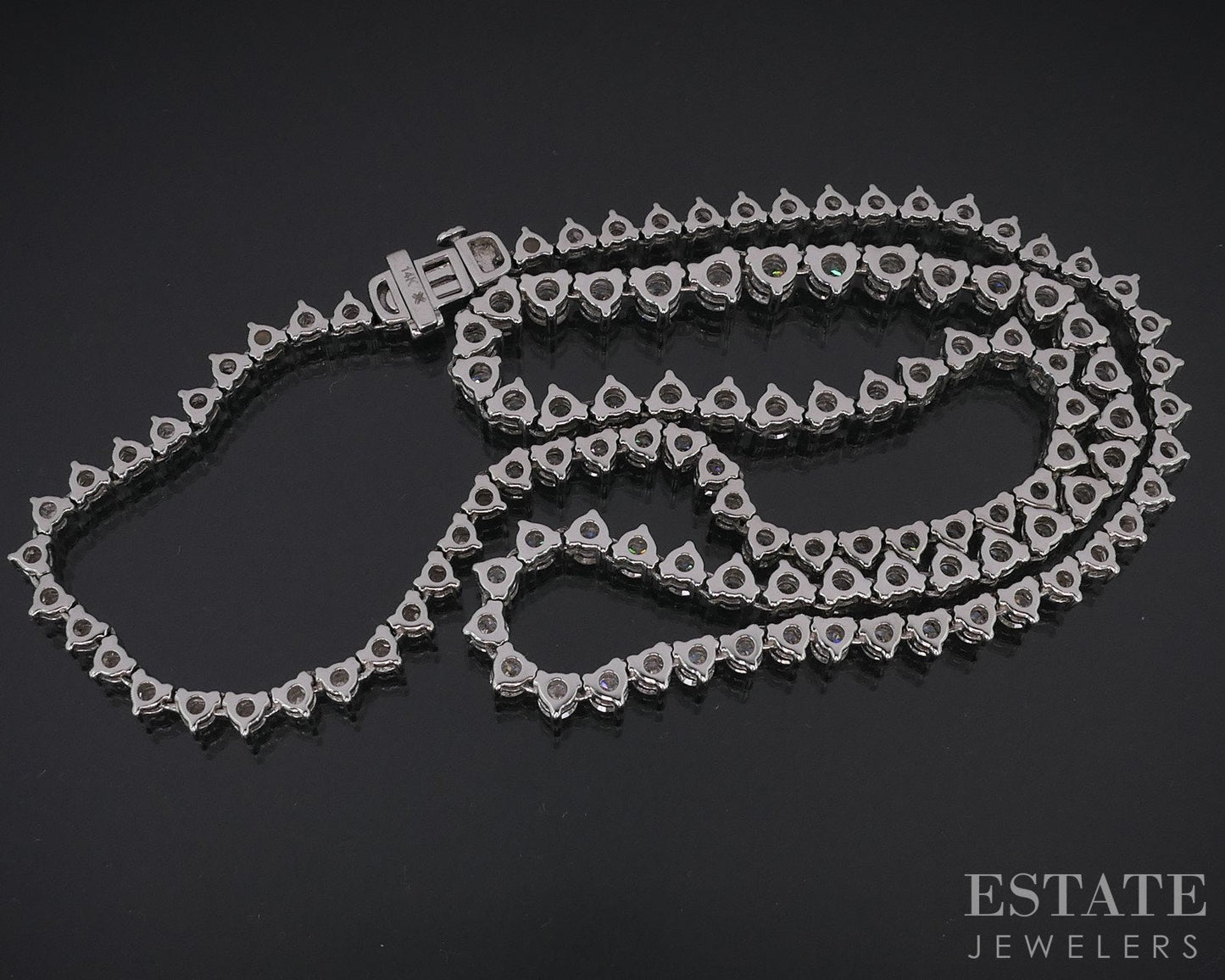 14k White Gold Round Natural 5.00ctw Diamond Tennis Necklace 24.7g i18474