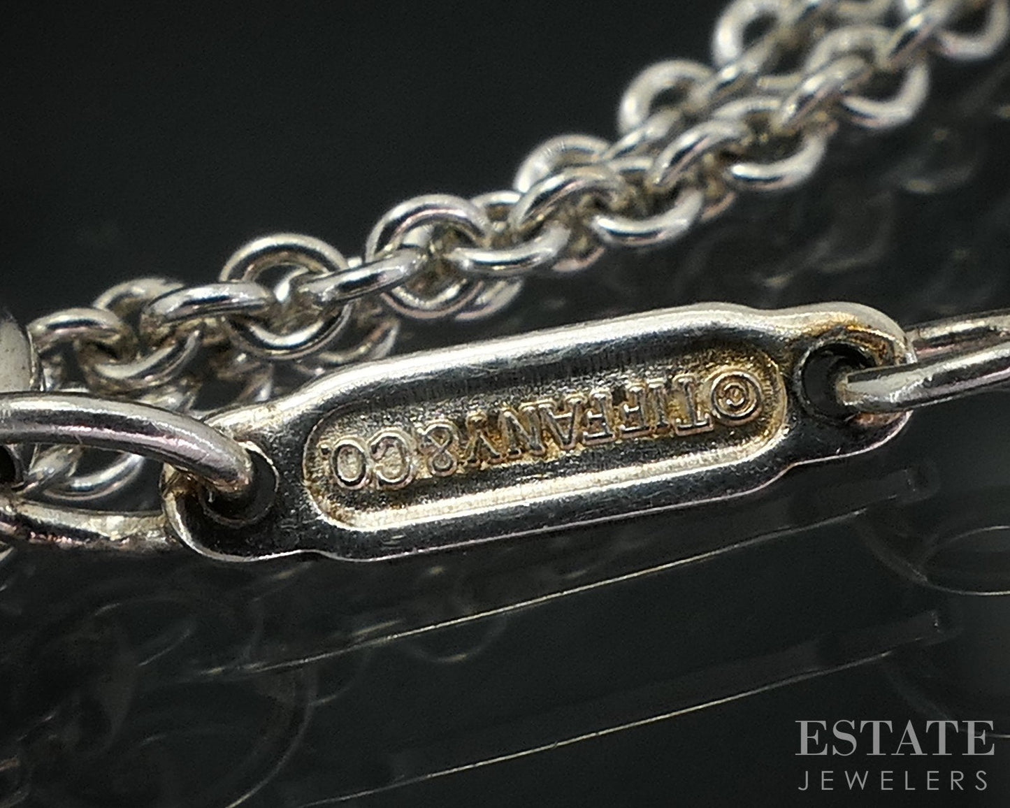 Sterling Tiffany & Co. Infinity Pendant Double Chain Necklace 6.4g 18"L i18468