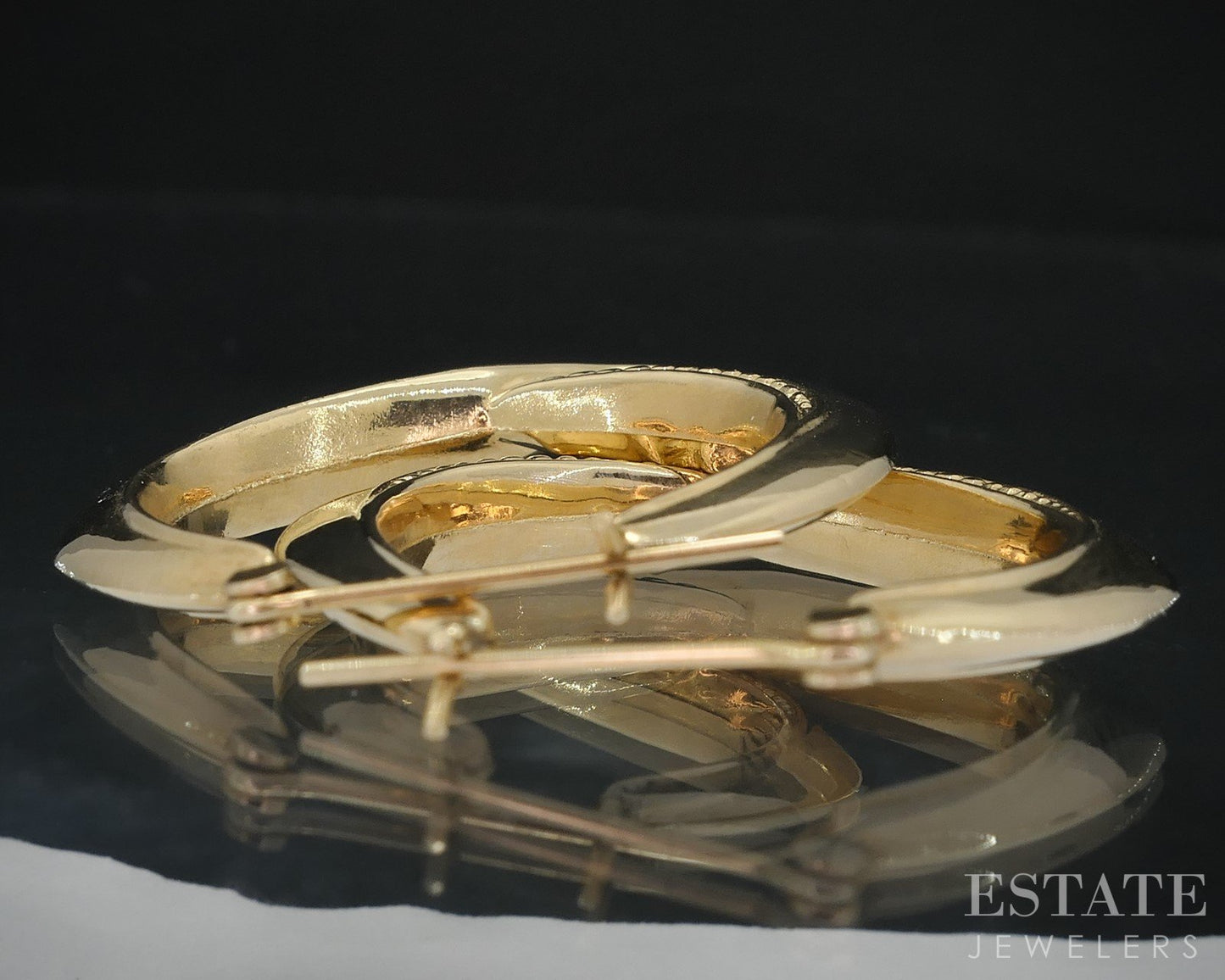 14k Yellow Gold Twisted Flat Hoop Ladies Earrings 3.4g i18510b