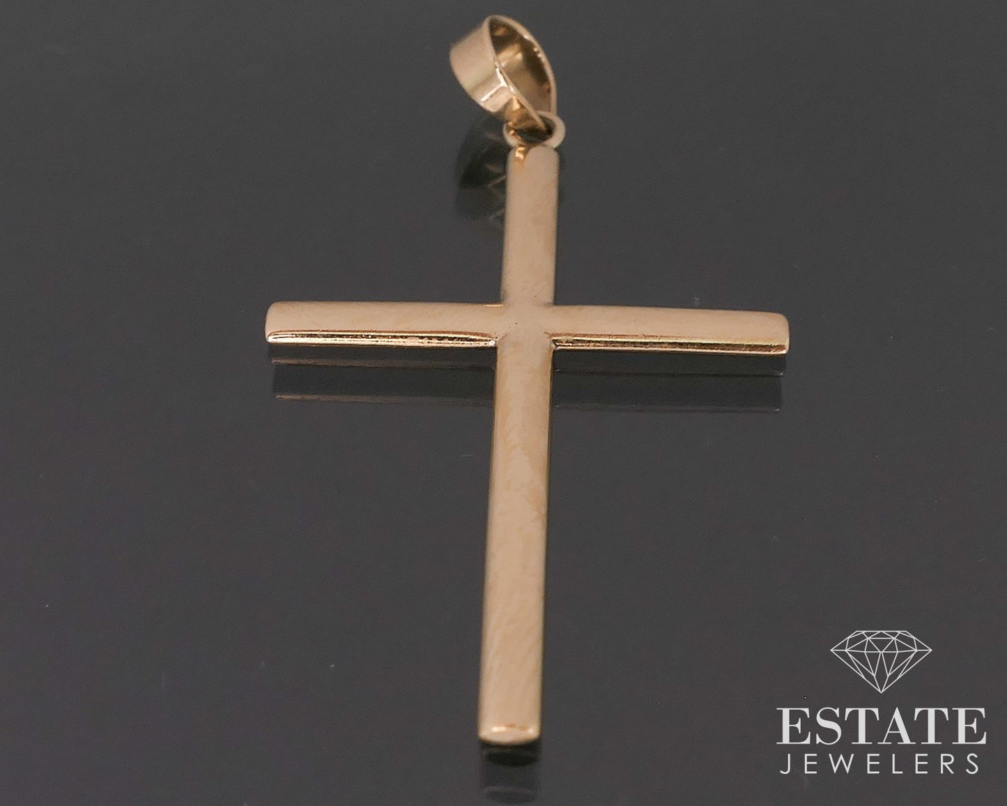 Vintage 18k Yellow Gold Smooth Cross Puffy Ladies Pendant 2.7g i18500b