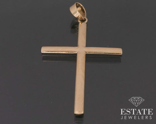 Vintage 18k Yellow Gold Smooth Cross Puffy Ladies Pendant 2.7g i18500b