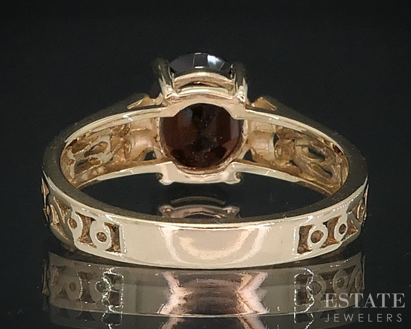 14k Yellow Gold Oval Natural Garnet Solitaire Ladies Ring 3.0g i18517b